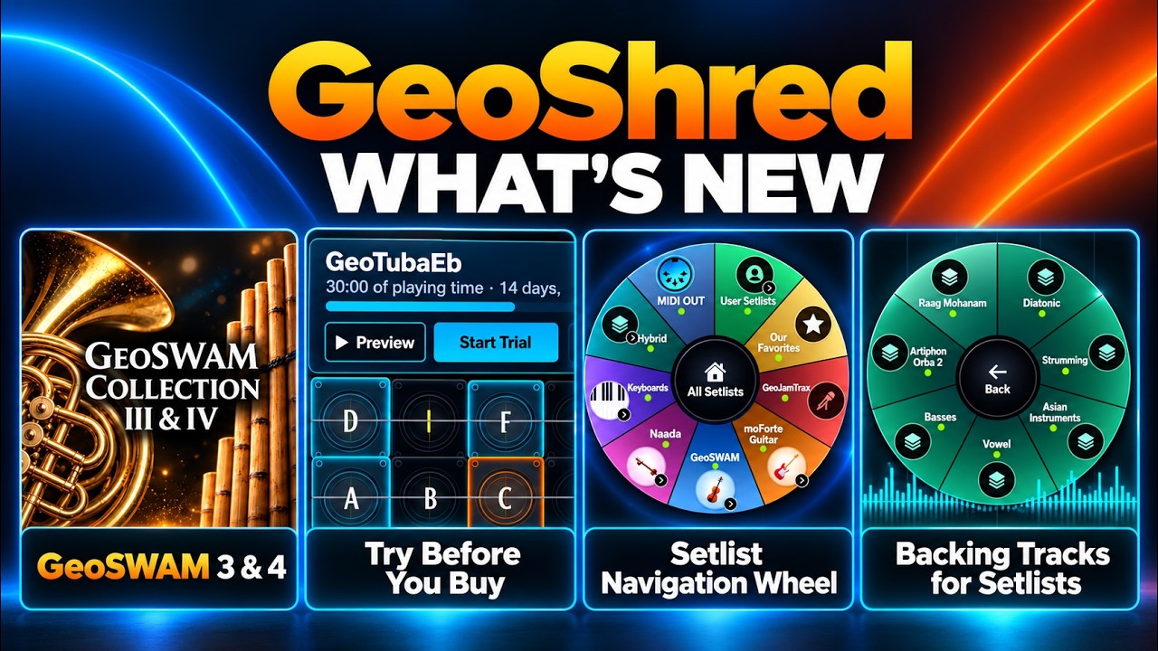 GeoShred What's New: GeoSWAM 3 and 4, Try Before You Buy, Setlist Navigation Wheel, Backing Tracks for Setlists
