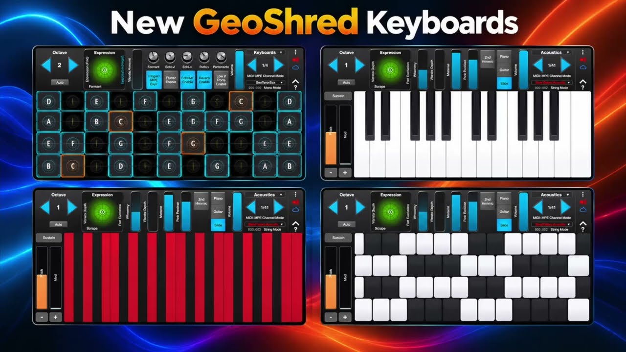 New GeoShred Keyboards: Piano, Uniform and Janko layouts